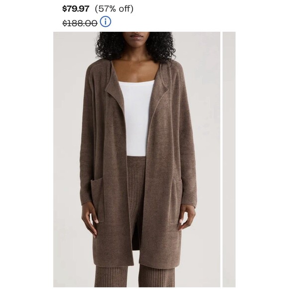 Barefoot Dreams CozyChic Ultra Lite® Long Cardigan gray size Large - Picture 2 of 8